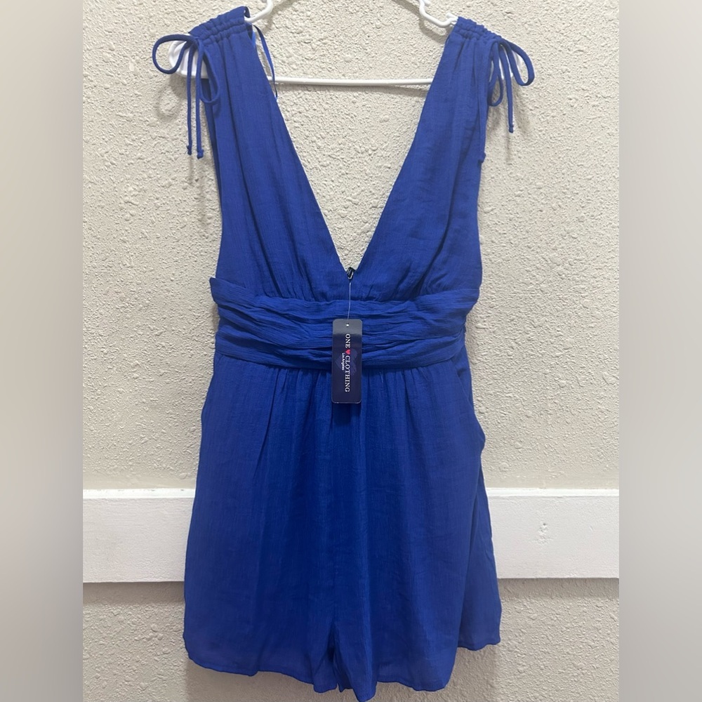 One Clothing Los Angeles Electric Blue Deep V-Neck Romper NWT S